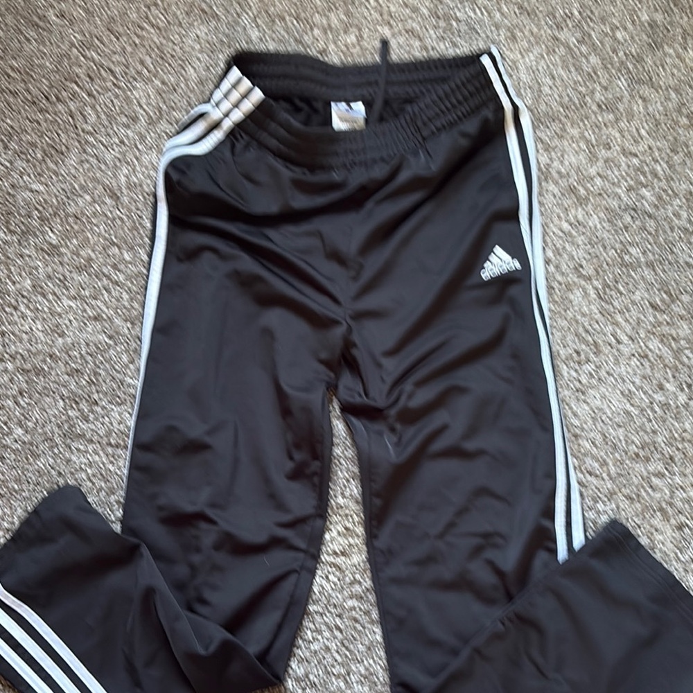 Adidas Boys XL Black Athletic Pants with Iconic Stripes